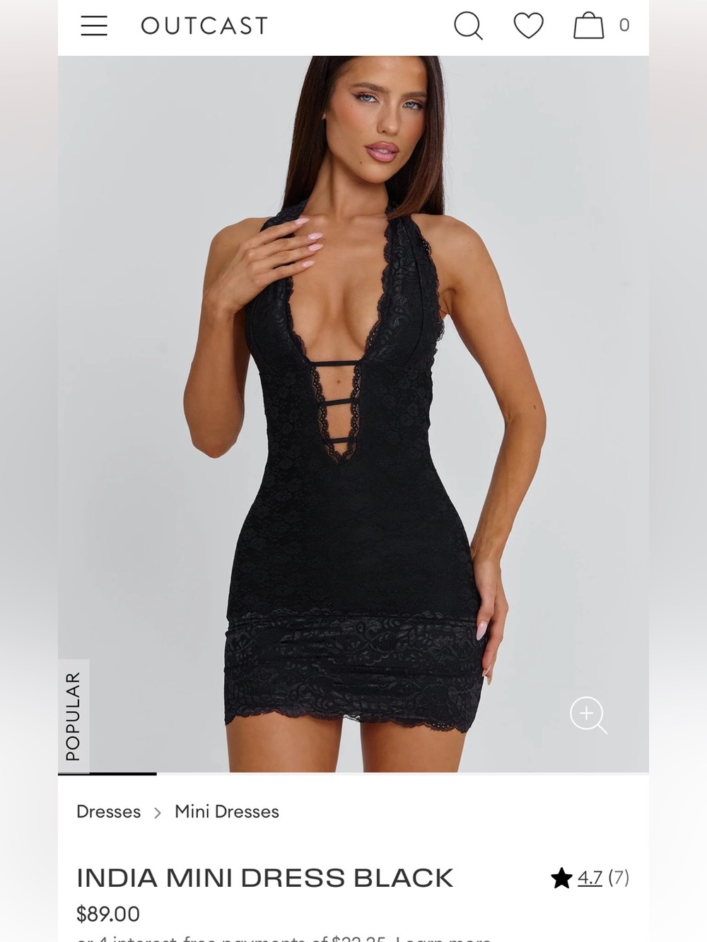 OUTCAST India Lace Halter Mini Dress in Black